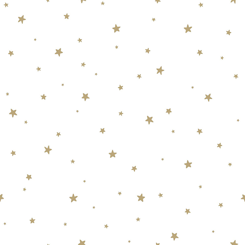 Vliestapete weiß mit goldenen Sternen 139259, Forest Friends, Esta