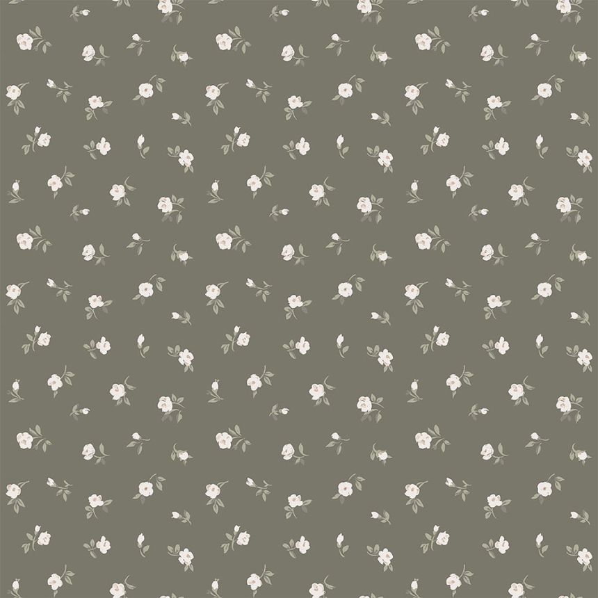Vliestapete braun mit floralem Muster 139238, Forest Friends, Esta