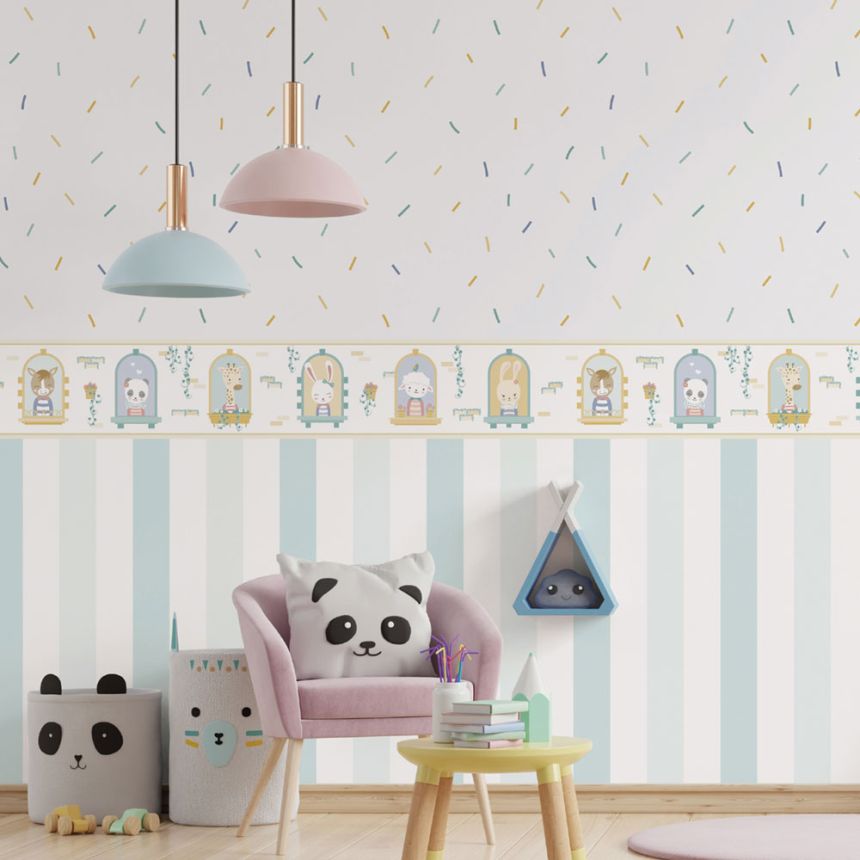 Selbstklebende Tapetenbordüre für Kinder mit Tieren 473-1, Pippo, ICH Wallcoverings