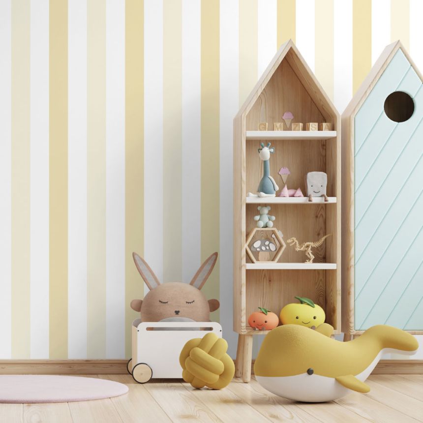 Gestreifte Tapete weiß und gelb 461-4, Pippo, ICH Wallcoverings