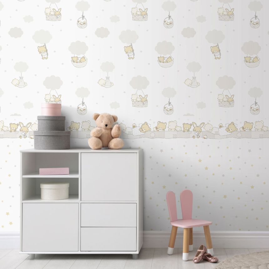 Papier, Kindertapete mit Tieren auf Wolken 452-1, Pippo, ICH Wallcoverings