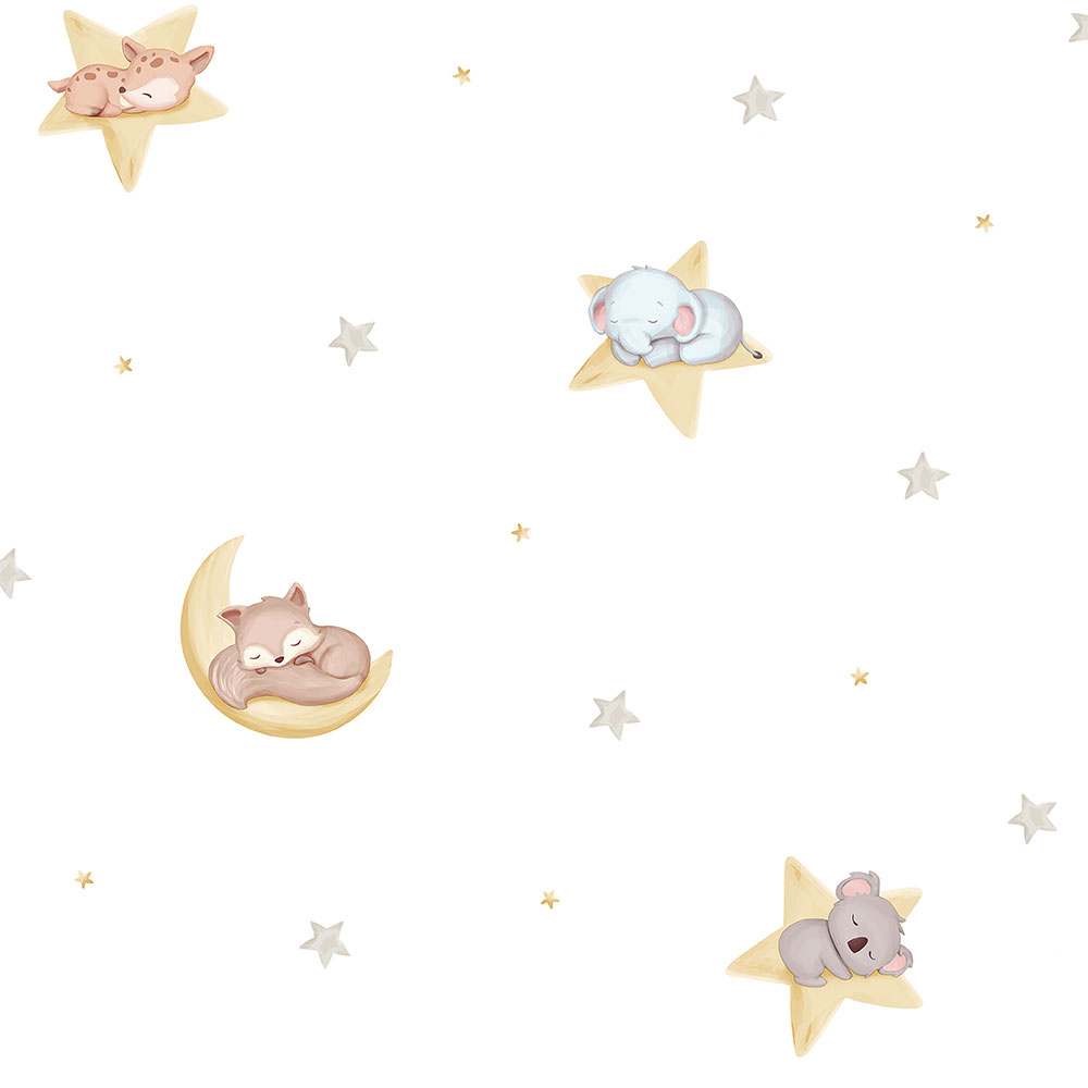 Papier, Kindertapete mit Sternen und Tieren 450-3, Pippo, ICH Wallcoverings