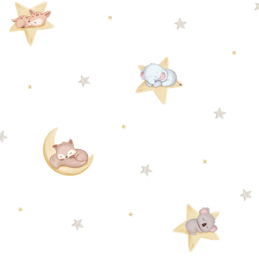 Papier, Kindertapete mit Sternen und Tieren 450-3, Pippo, ICH Wallcoverings