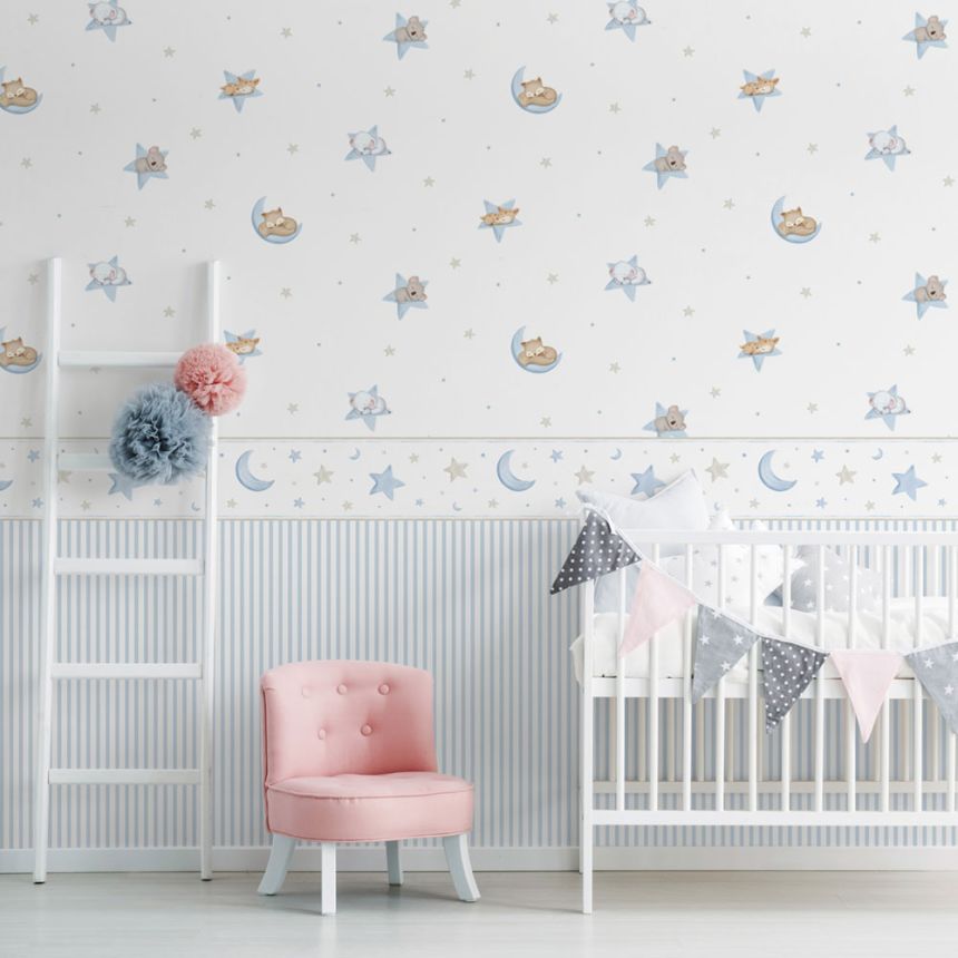 Papier, Kindertapete mit Sternen und Tieren 450-2, Pippo, ICH Wallcoverings