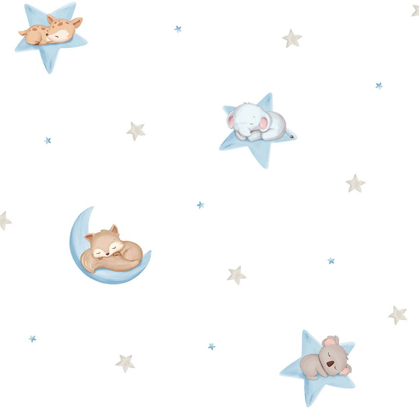 Papier, Kindertapete mit Sternen und Tieren 450-1, Pippo, ICH Wallcoverings