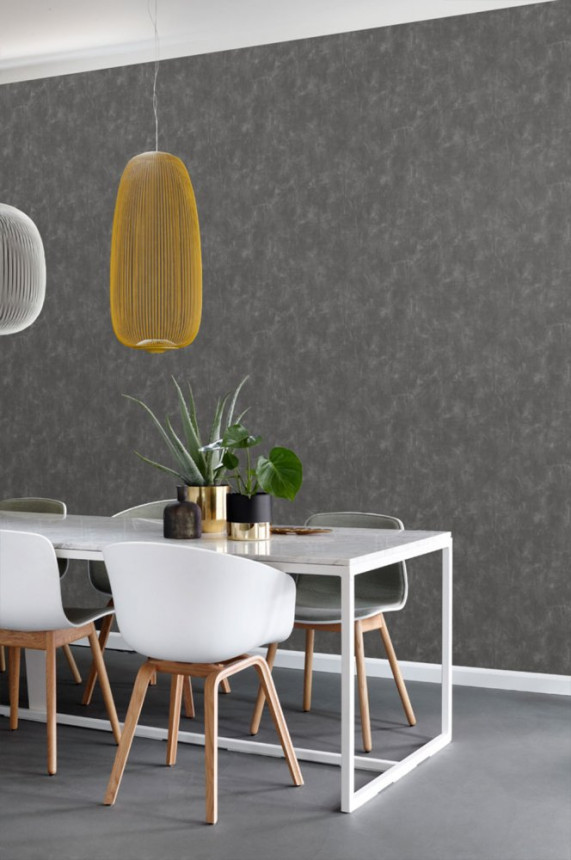 Grau-schwarze Tapete, Putzimitat, Vliestapete 148725, Blush, Esta Home