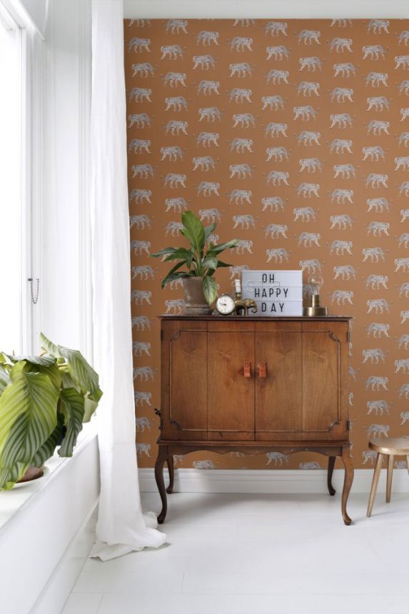 Braune Tapete mit Leoparden, Vliestapete 139178, Paradise, Esta Home