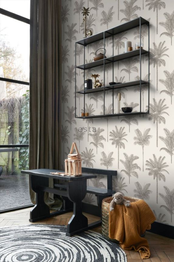 Beige Tapete mit Palmen, Vliestapete 139163, Paradise, Esta Home