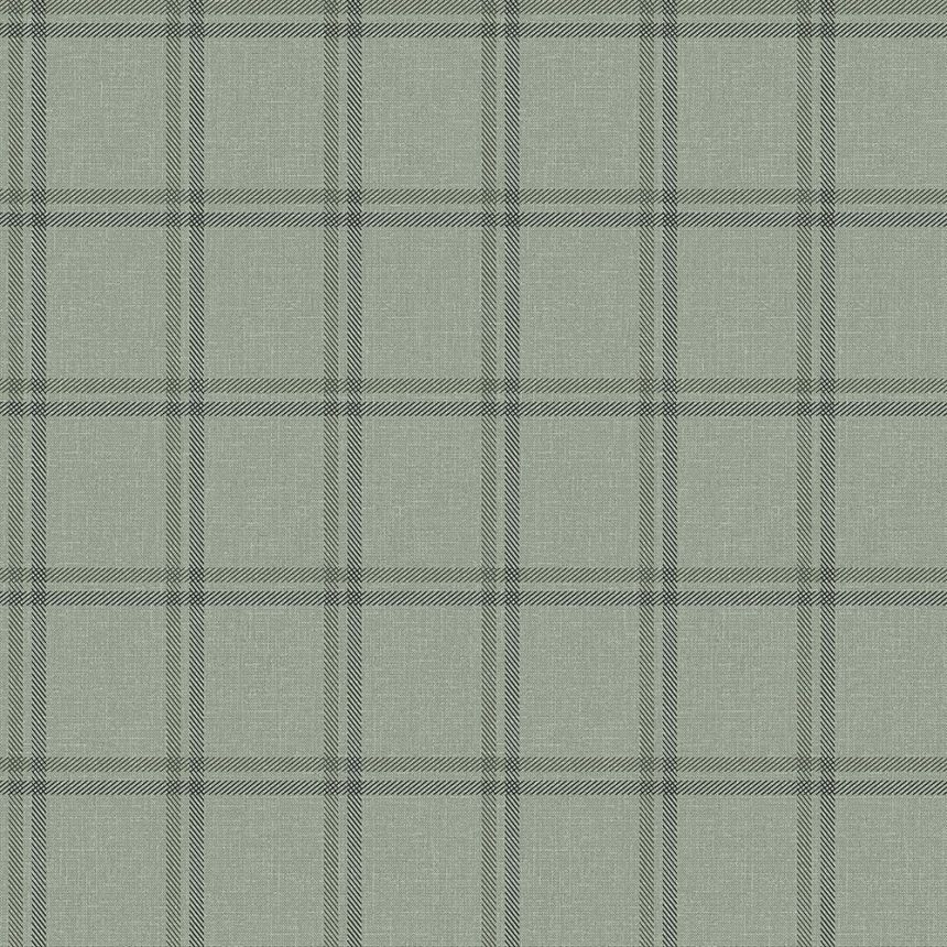 Tapete - grüner Stoffimitat, englisch kariert, Vliestapete 347623, Natural Fabrics, Origin