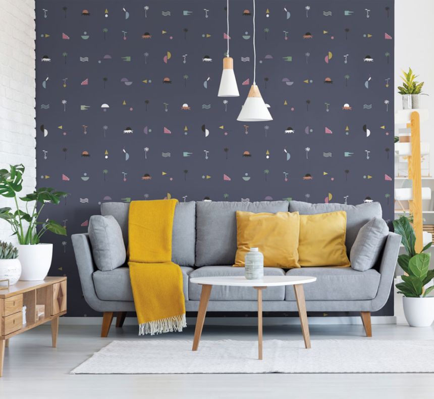 Dunkelblaue, Natur 6510-3, 106x300cm, Batabasta, ICH Wallcoverings