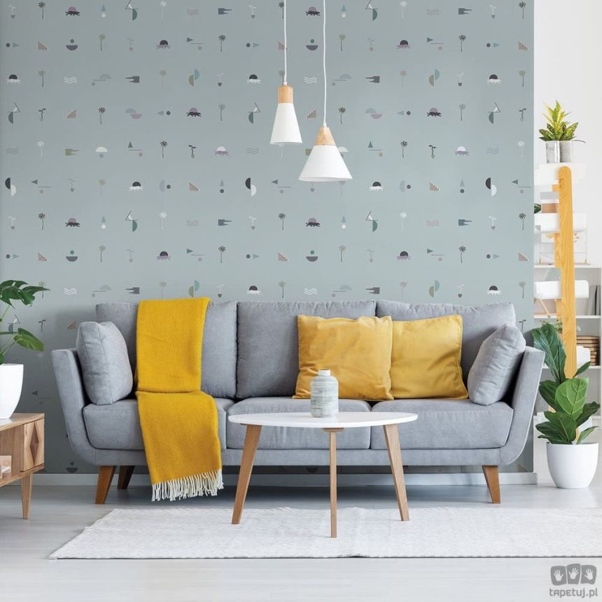 Blaue Tapete, Natur 6510-1, 106x300cm, Batabasta, ICH Wallcoverings