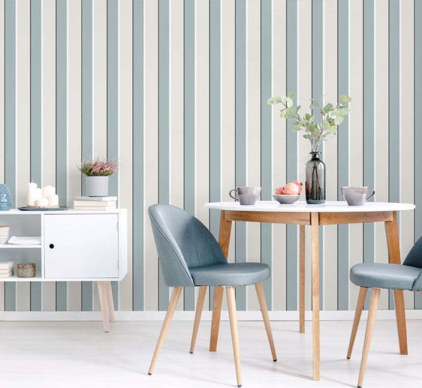 Dunkeltürkis gestreifte Tapete 6508-3, Batabasta, ICH Wallcoverings