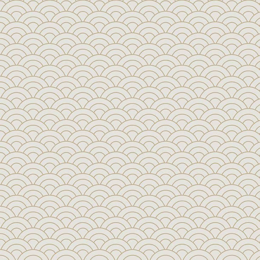 Beige-goldene Tapete, gewölbtes Muster 6506-2, Batabasta, ICH Wallcoverings