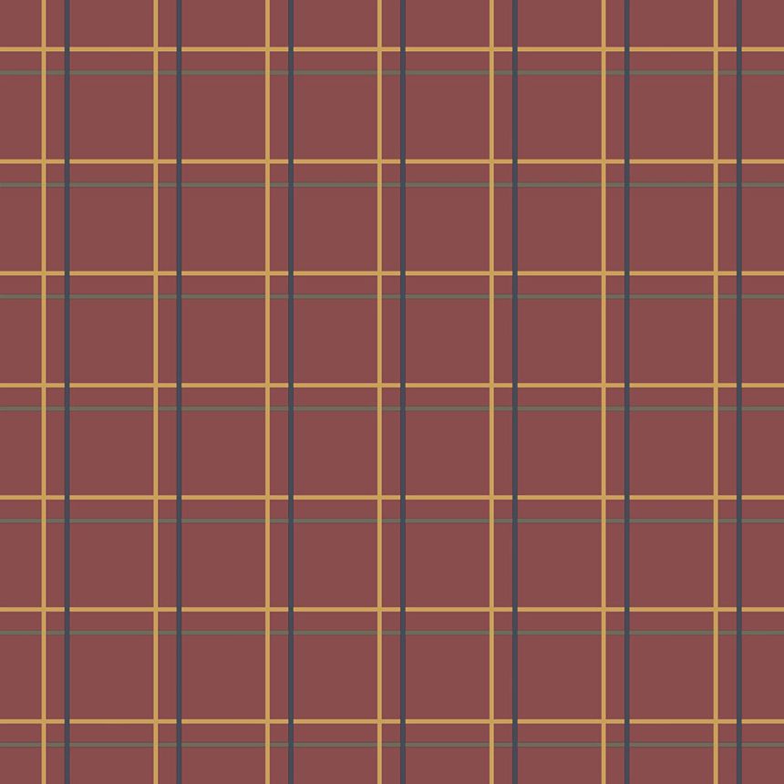 Rote Tapete mit geometrischem Muster, Tartan 6505-4, Batabasta, ICH Wallcoverings