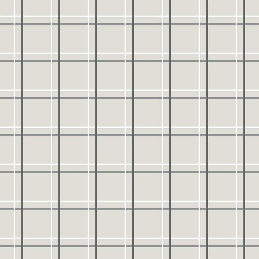 Graue Tapete mit geometrischem Muster, Schottenkaro 6505-2, Batabasta, ICH Wallcoverings