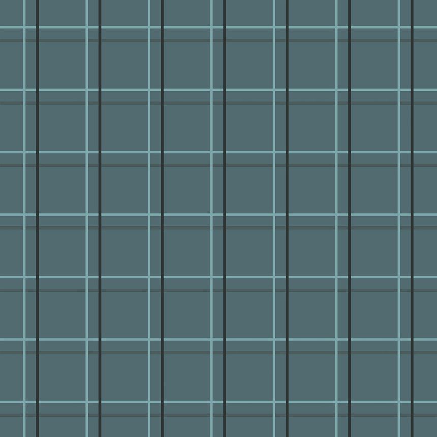 Türkise Tapete mit geometrischem Muster, Schottenkaro 6505-1, Batabasta, ICH Wallcoverings