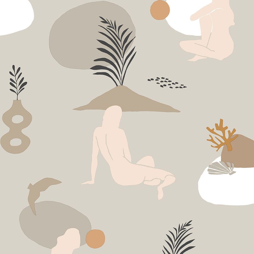 Beige Tapete, Frauen am Strand 6503-4, Batabasta, ICH Wallcoverings
