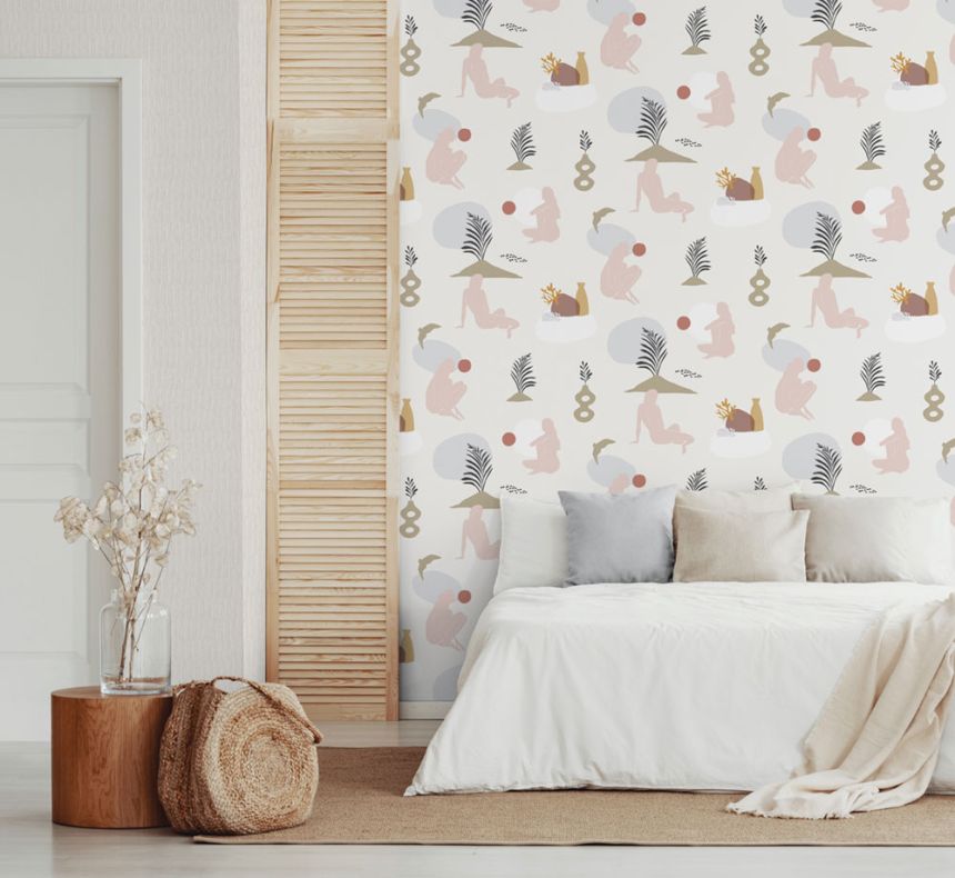 Beige Tapete, Frauen am Strand 6503-4, Batabasta, ICH Wallcoverings