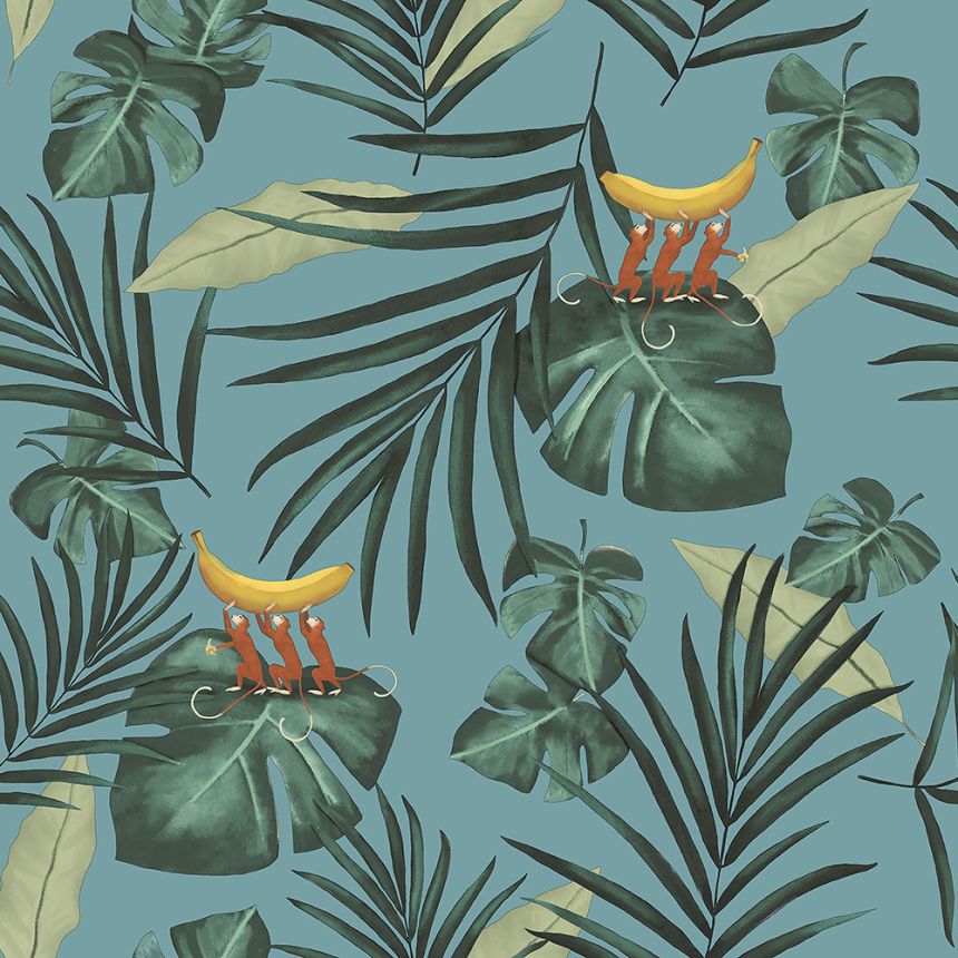 Türkisfarbene Tapete, Natur 6502-1, Batabasta, ICH Wallcoverings