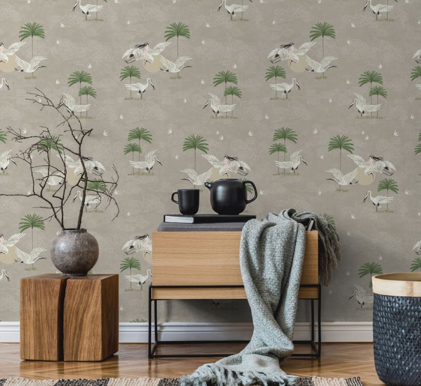 Ockerfarbene romantische Tapete, Natur 6501-4, Batabasta, ICH Wallcoverings