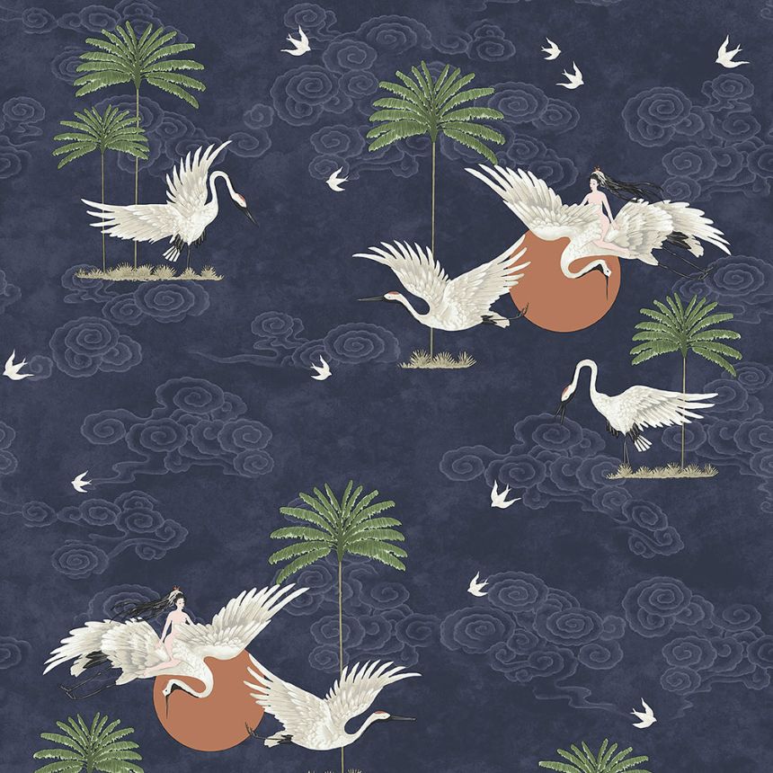 Blaue romantische Tapete, Natur 6501-1, Batabasta, ICH Wallcoverings