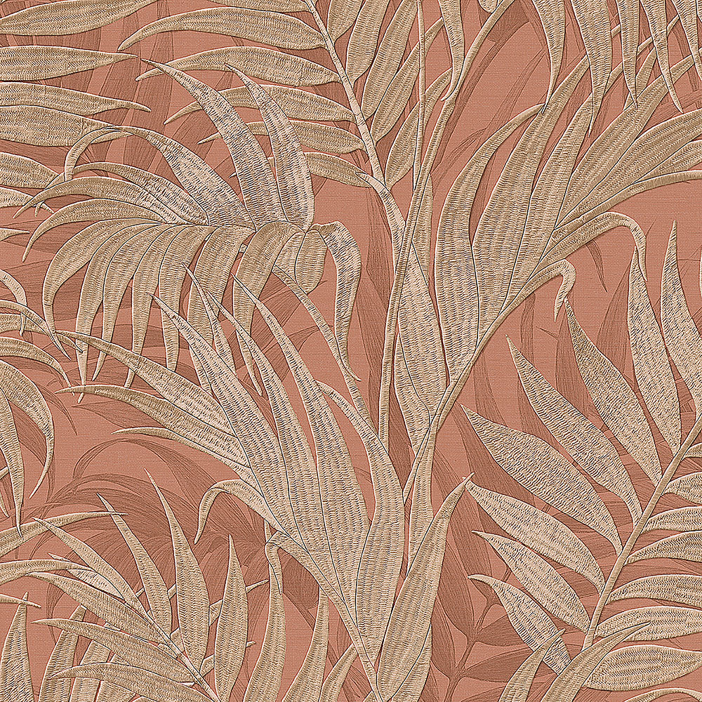 Luxus-Terrakotta-Tapete, Palmblätter GR322106, Grace, Design ID