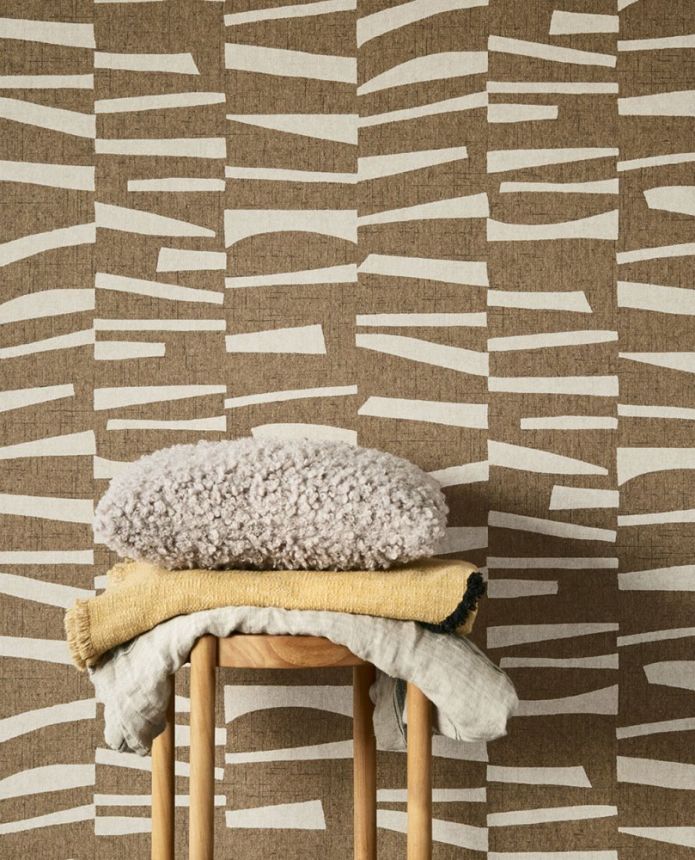 Braun-beige Tapete mit geometrischem Retro-Muster 318023, Twist, Eijffinger