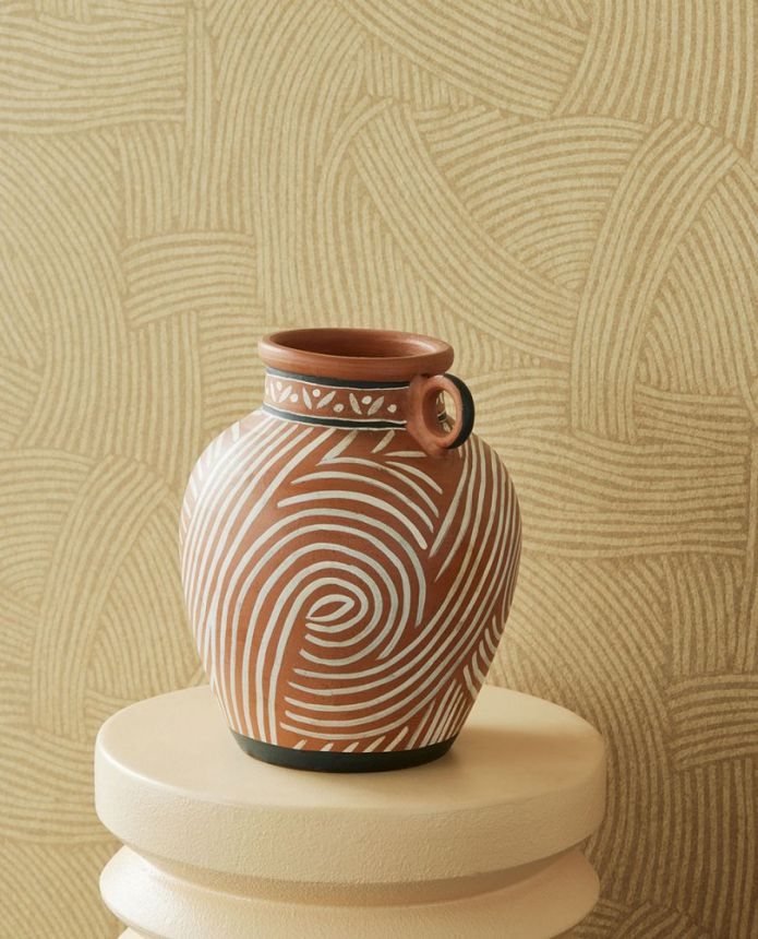 Braune Tapete mit grafischem Ethno-Muster 318012, Twist, Eijffinger