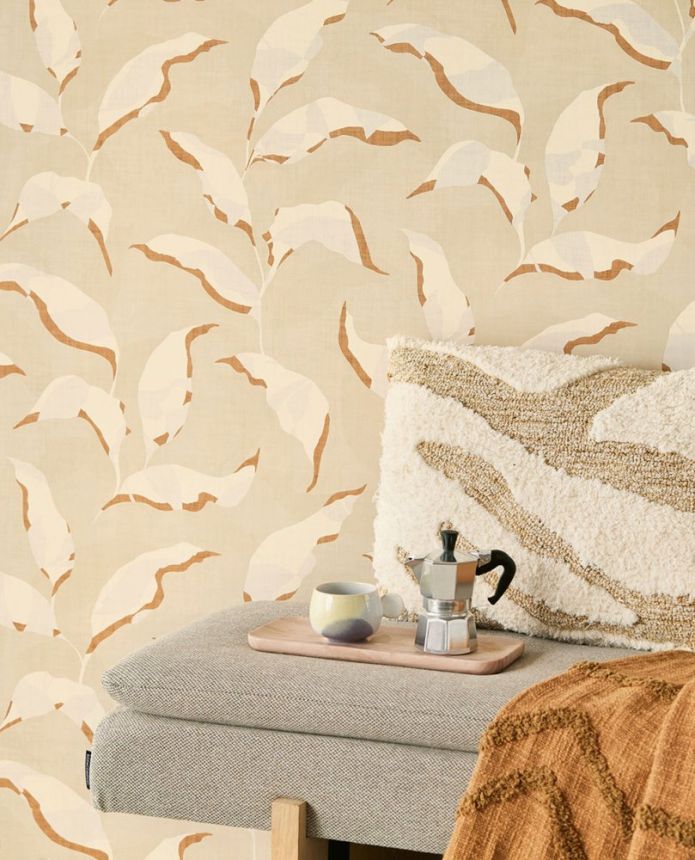 Beige Tapete, Pflanzen, Zweige, Blätter 318050, Twist, Eijffinger