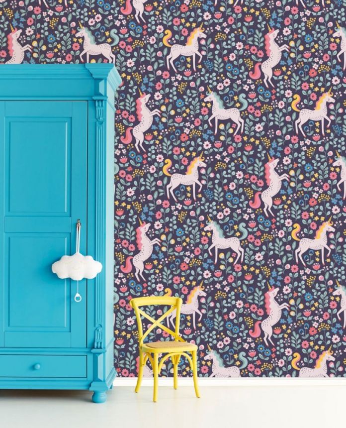 Children's mural non-woven wallpaper 399111, Unicorns, 186 x 280 cm, Mini Me, Eijffinger