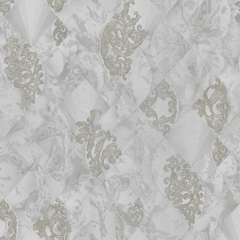 Graue Luxustapete mit metallischen Ornamenten M31927, Magnifica Murella, Zambaiti Parati