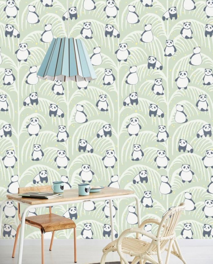 Children's mural non-woven wallpaper 399120, Panda Palm, 93 x 280 cm, Mini Me, Eijffinger