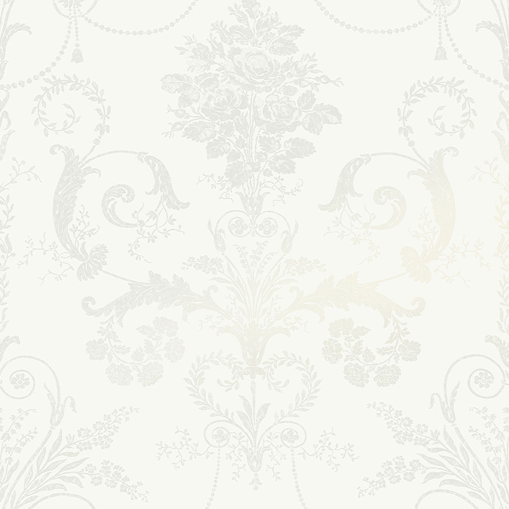 Tapete hellgrau mit floralen Ornamenten 113382, Laura Ashley, Graham & Brown