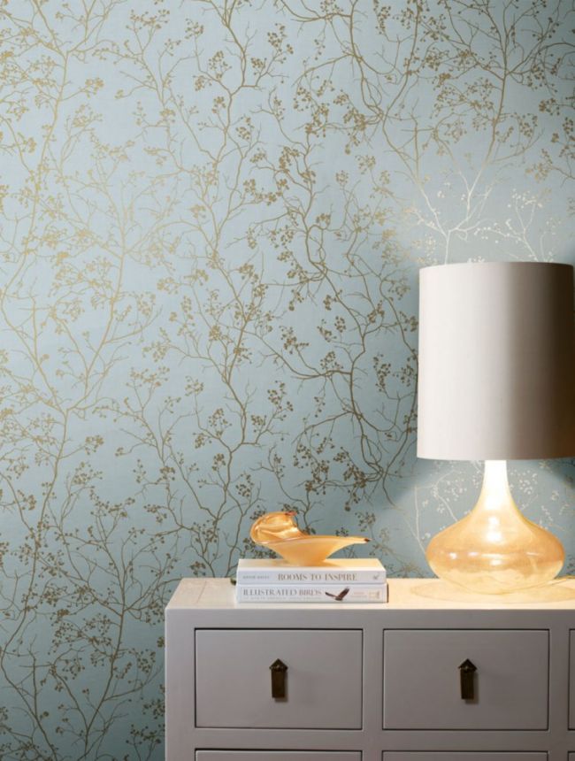 Blaue Tapete mit goldenen Zweigen DD3813, Dazzling Dimensions 2, York