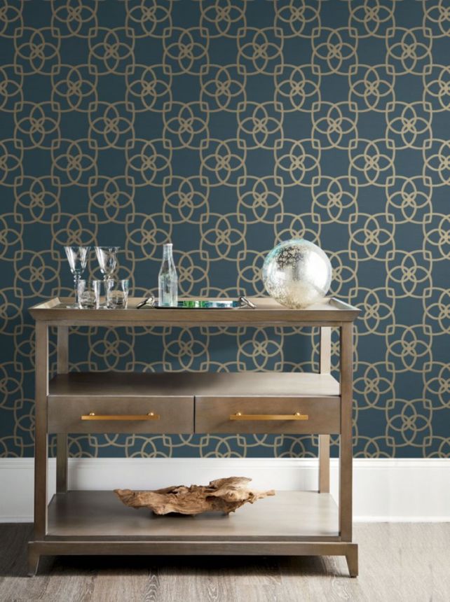 Blaue Luxustapete mit goldenen Ornamenten DD3711, Dazzling Dimensions 2, York