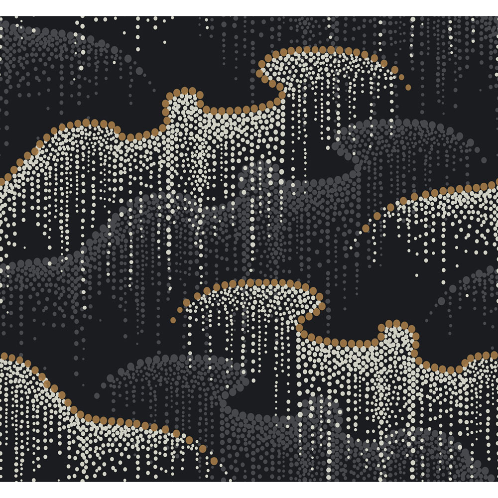 Schwarze Tapete, Tupfen, Perlen OS4261, Modern nature II, York