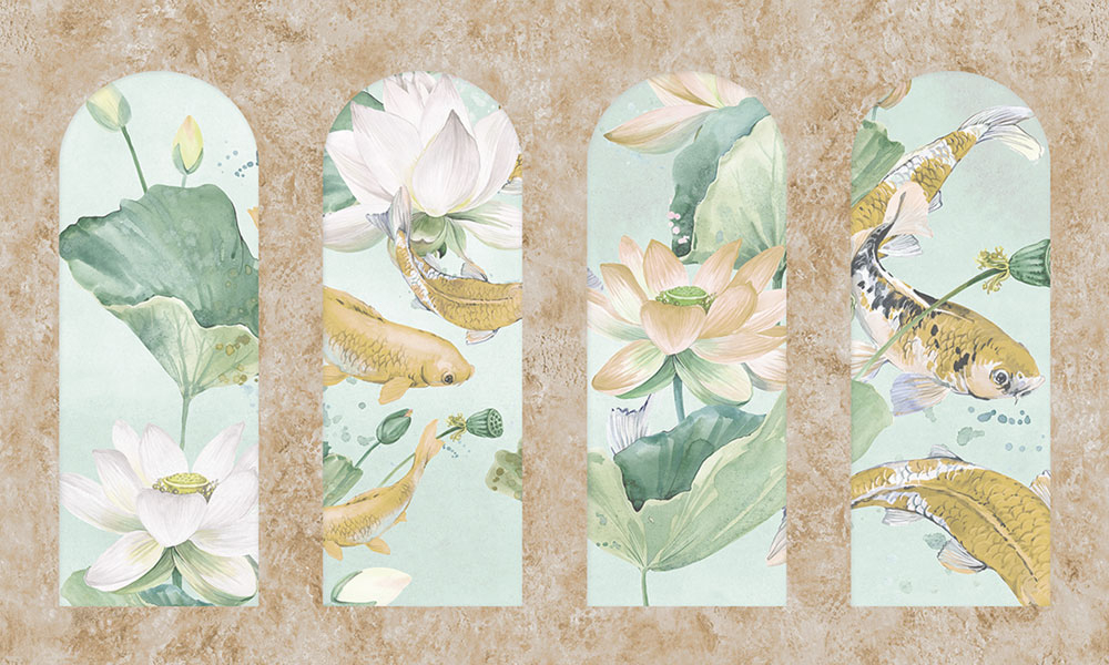 Fototapete, Arkade mit Wasseroberfläche, Z66867, 5,10 X 3 m, Satin Flowers, Zambaiti Parati