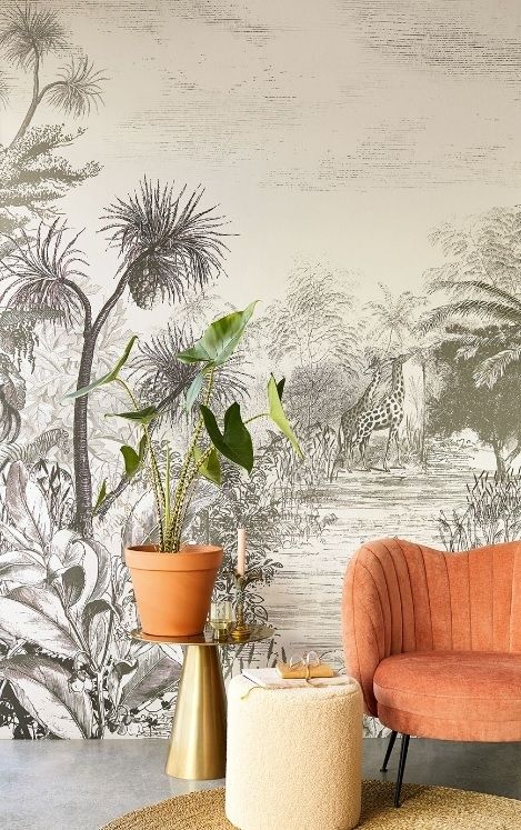 Tapete, Vlies Wandbild Giraffe Sunset 300622, 210 x 280 cm, Skin, Eijffinger